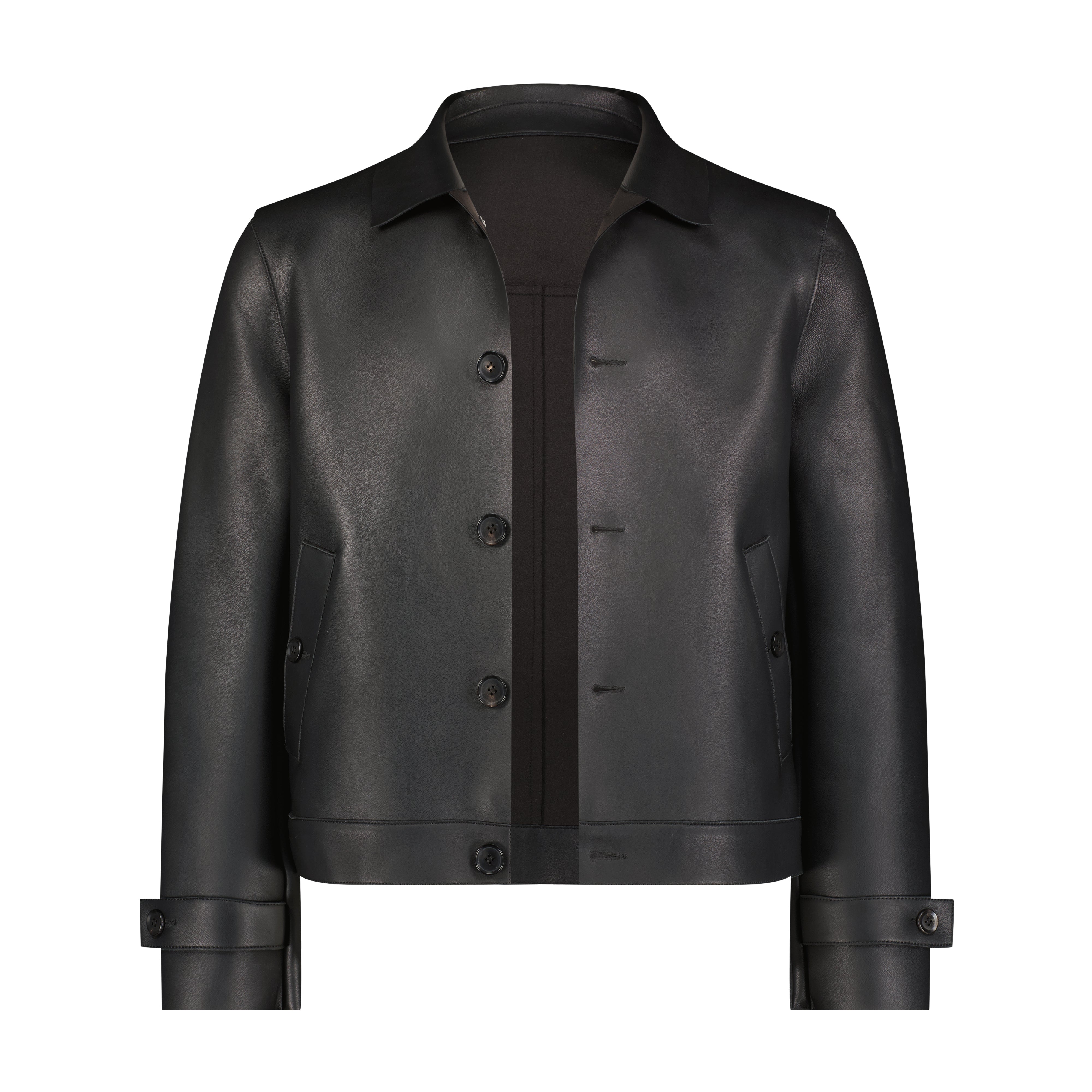 DYLAN - BONDED LEATHER, LASER CUT JACKET - BLACK