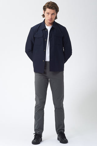 AUSTIN - LIGHTWEIGHT COTTON BLEND SHIRT JACKET - NAVY