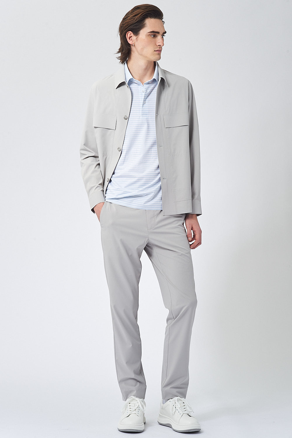 RUSSELL - LIGHTWEIGHT SHIRT JACKET - PALE GREY