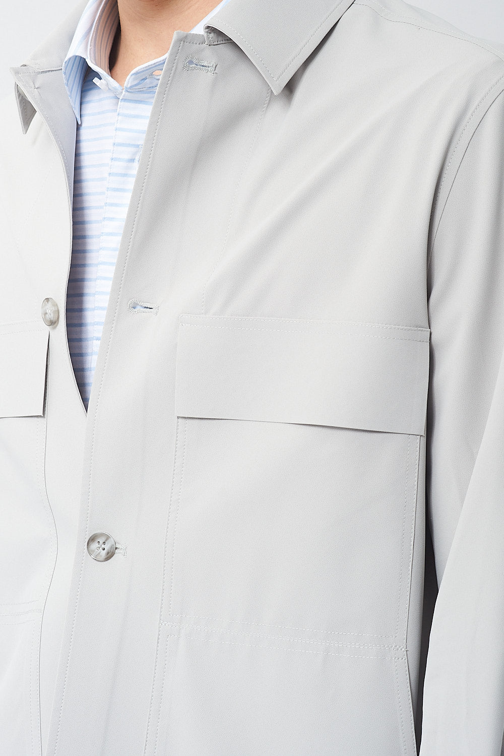 RUSSELL - LIGHTWEIGHT SHIRT JACKET - PALE GREY