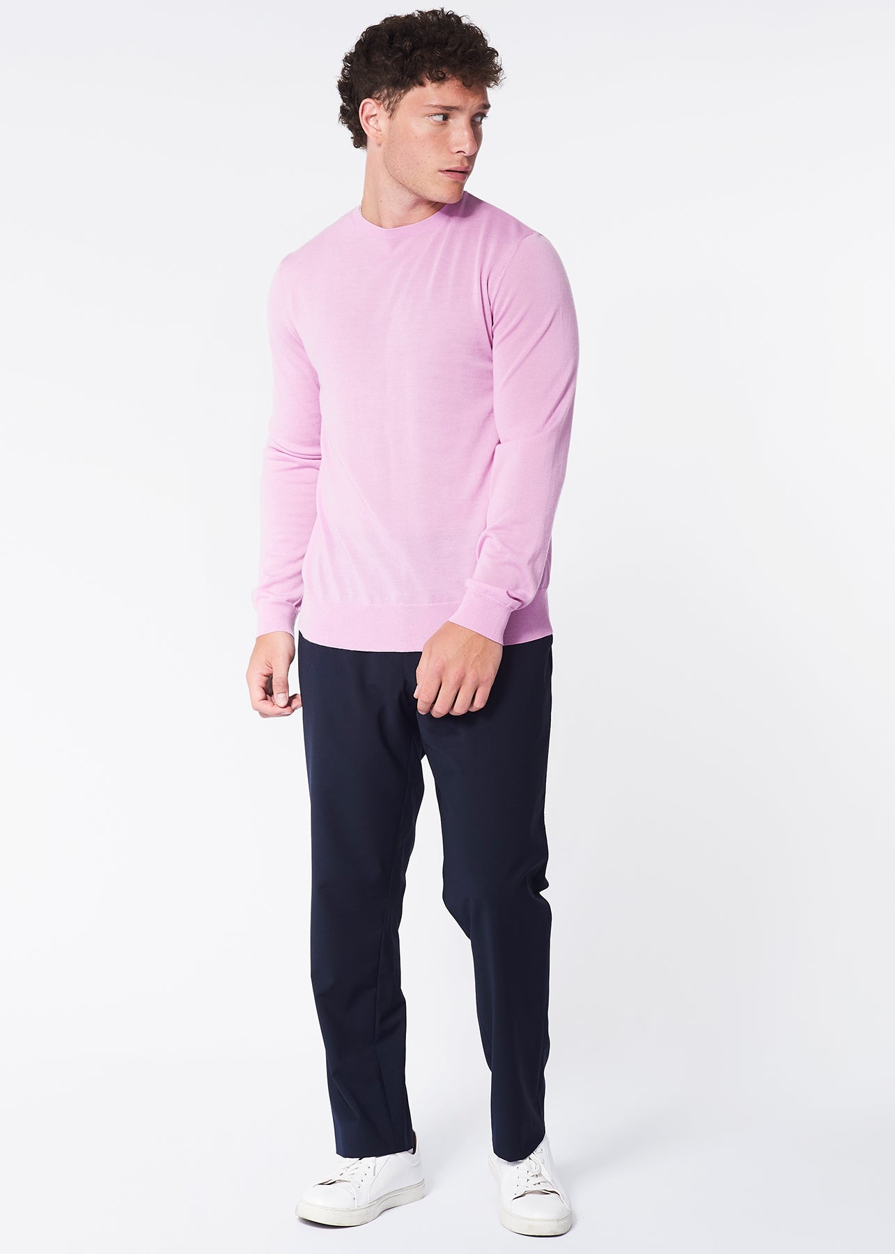 100% Cashmere Crew Neck Sweater - Flamingo Pink