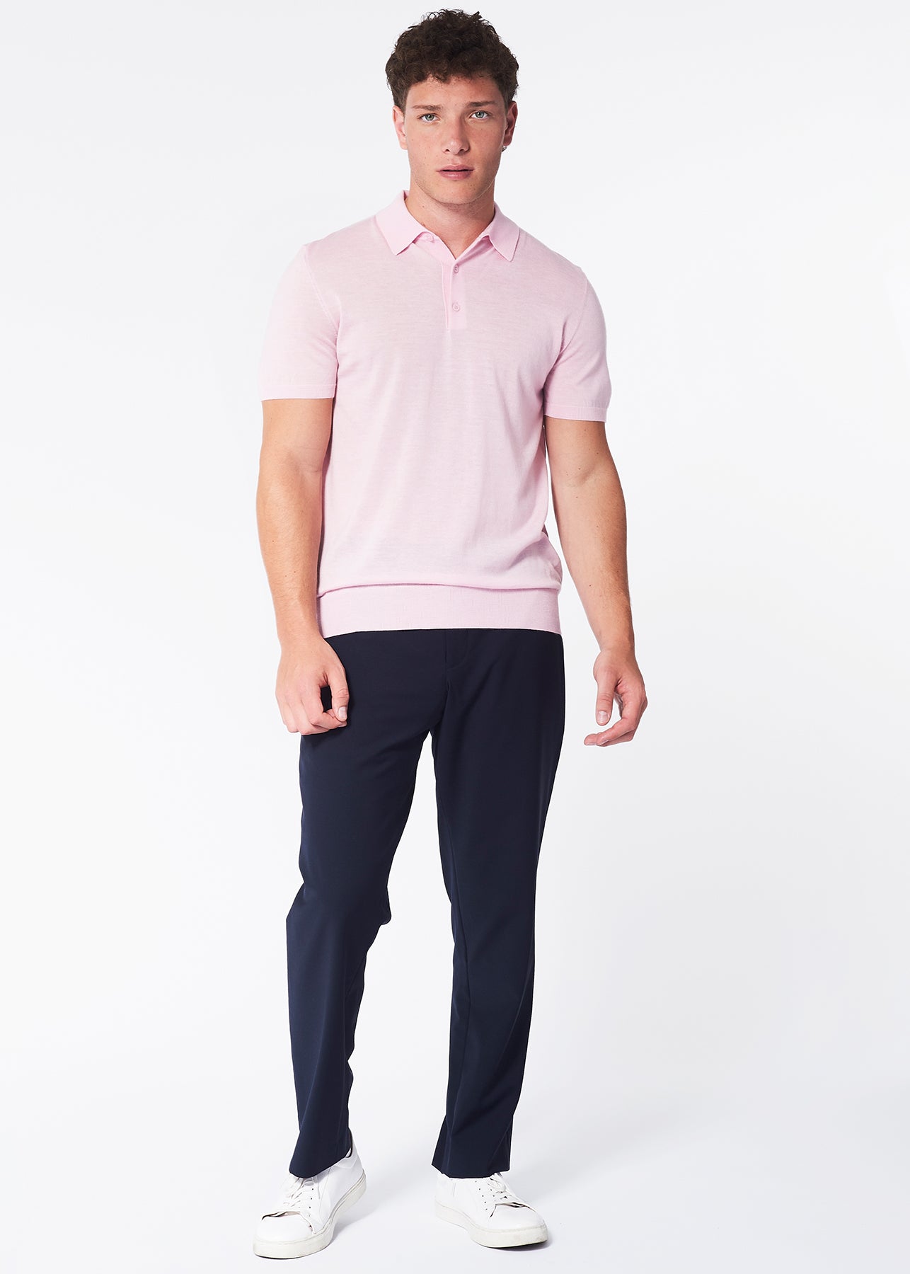 100% Cashmere Polo Shirt - Pink Lemonade