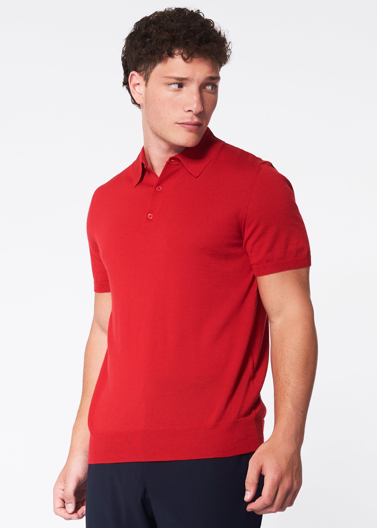 100% Cashmere Polo Shirt - Candy Red