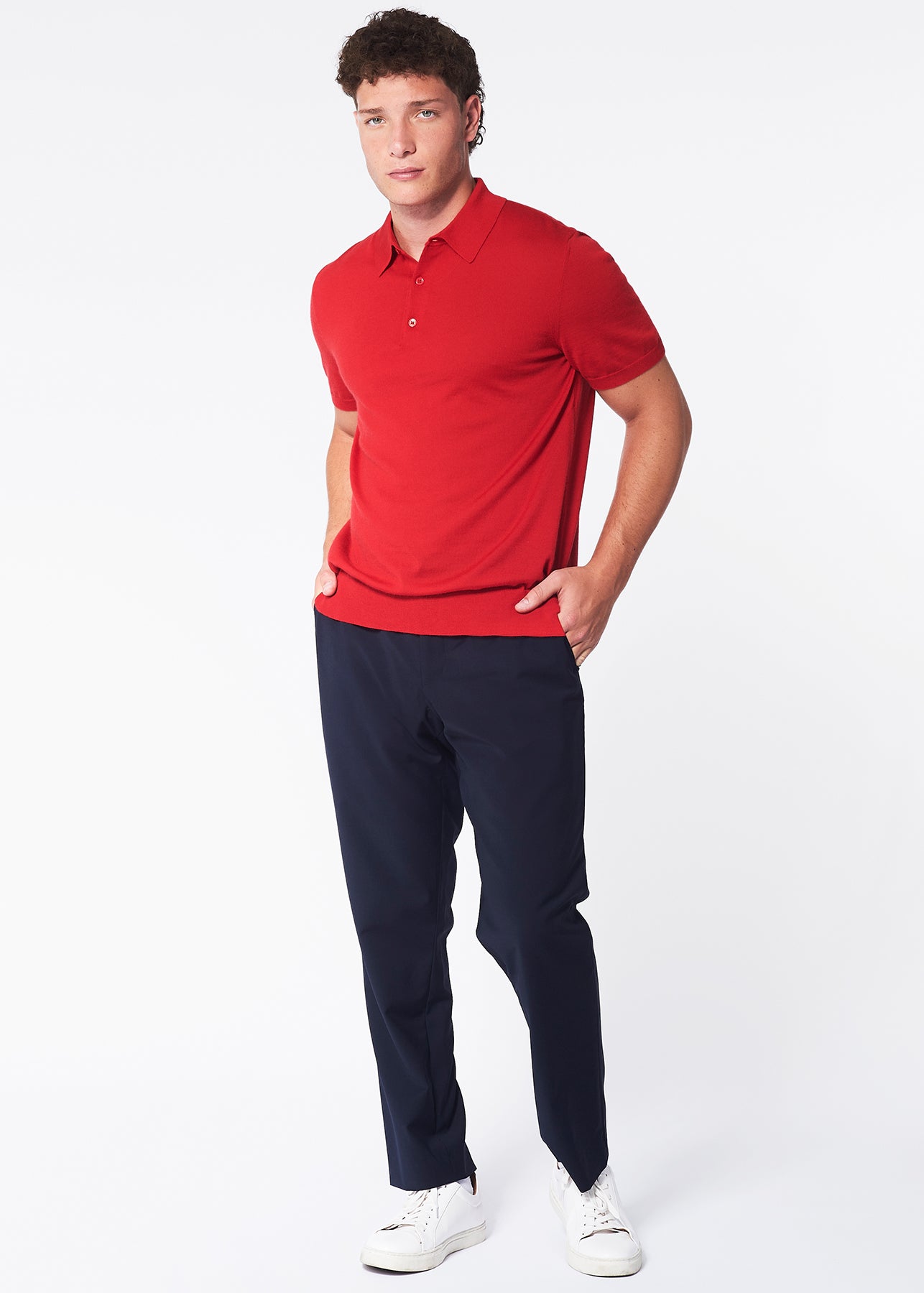100% Cashmere Polo Shirt - Candy Red