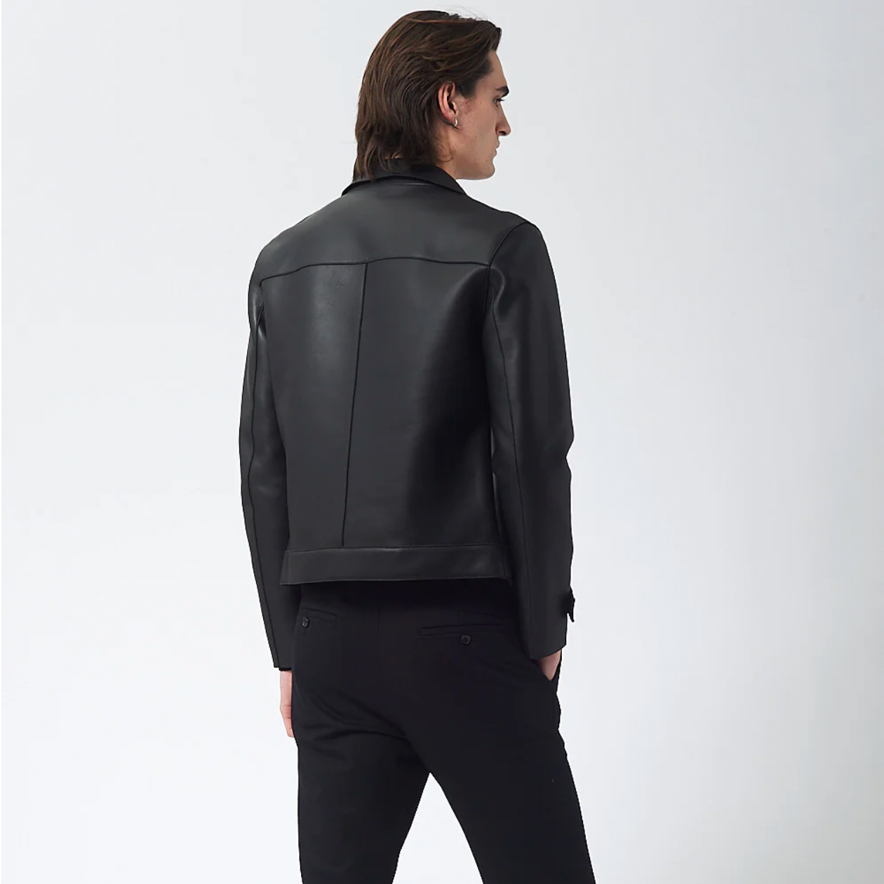 DYLAN - BONDED LEATHER, LASER CUT JACKET - BLACK