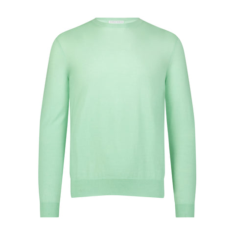 100% Cashmere Crew Neck Sweater - Mint Green