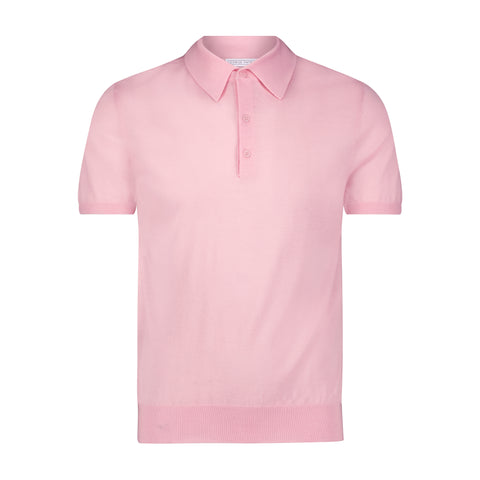 100% Cashmere Polo Shirt - Pink Lemonade