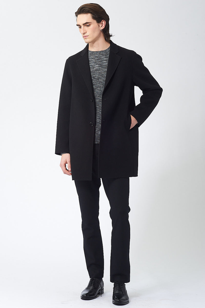 KEVIN - DOUBLE-FACED WOOL COAT- BLACK