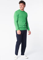 100% Cashmere Crew Neck Sweater - Grass Green.