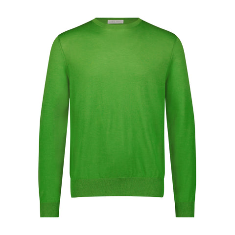 100% Cashmere Crew Neck Sweater - Grass Green.