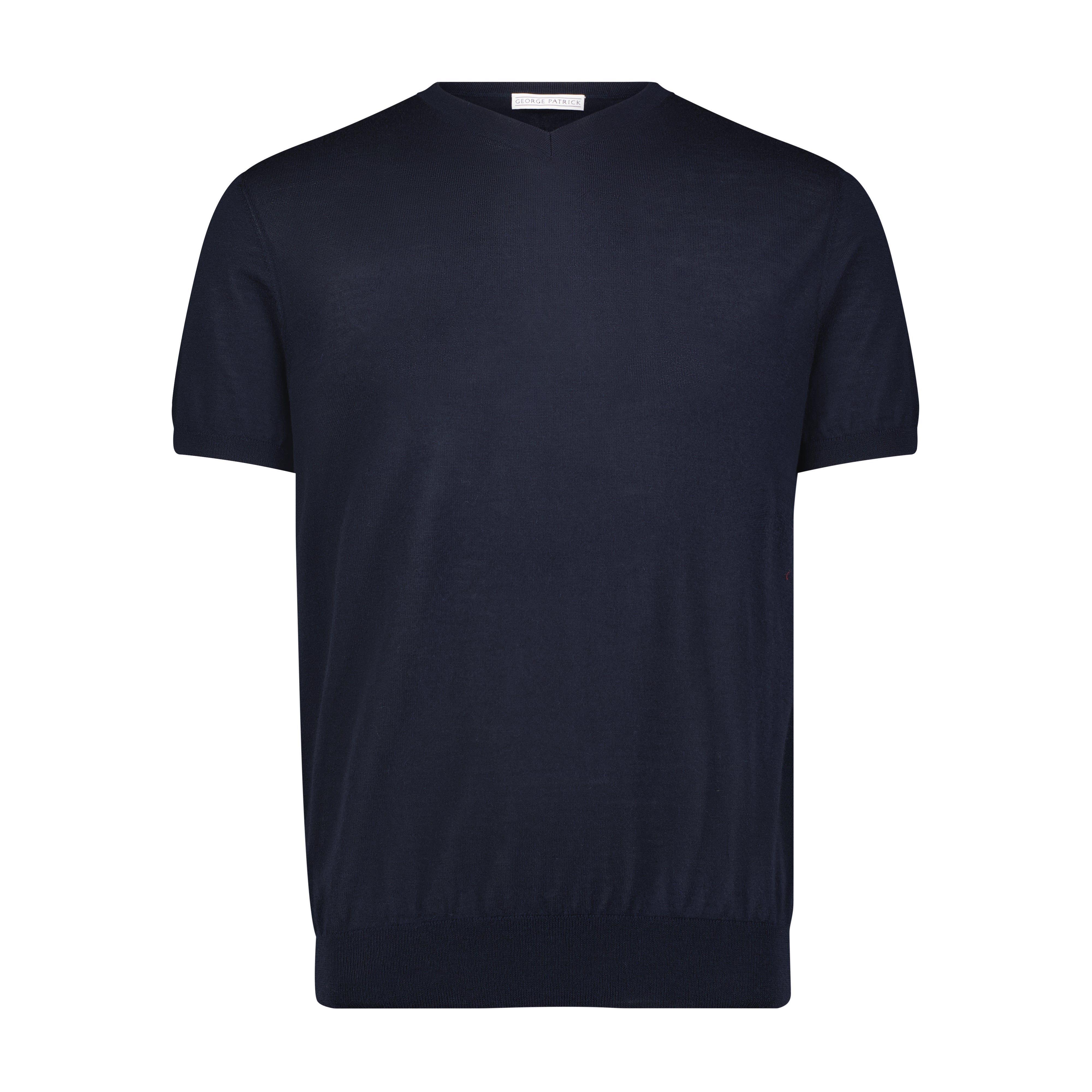 100% Cashmere High-V T-Shirt - Midnight Blue